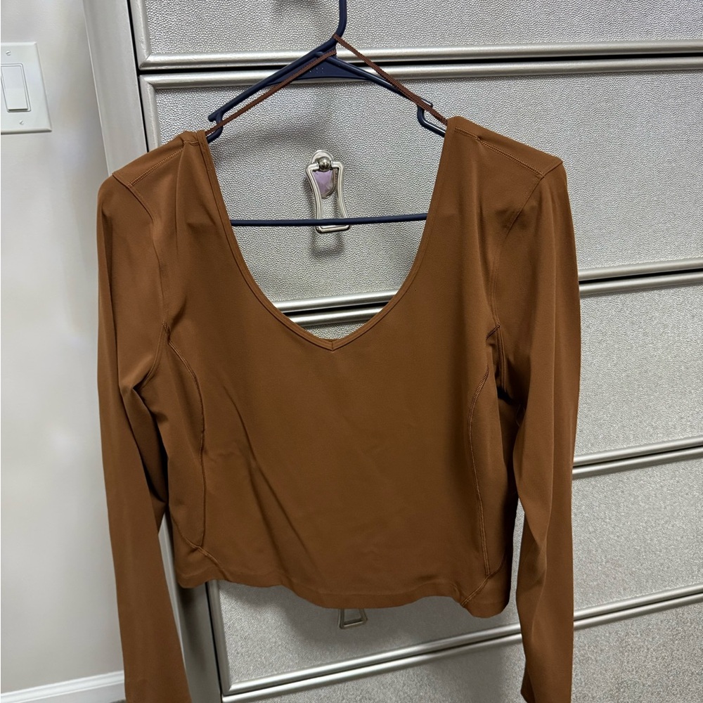 Lululemon Align Longsleeve Crop Top Size 14 Brown